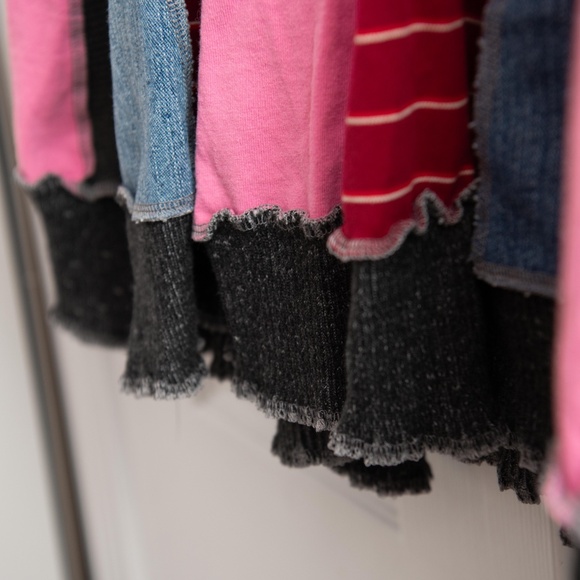 Boutique Patchwork UpCycled Sweater Plus Size XXL - Pink/Red/Denim - S Threads - Picture 5 of 6